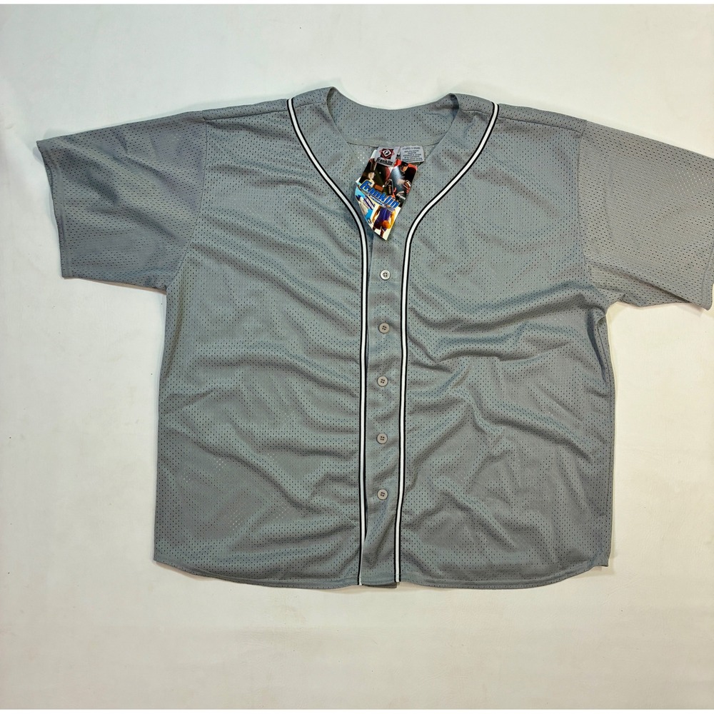 Vintage Deadstock Franklin‎ Blank  Gray Mesh Baseball Jersey Shirt Men XLarge